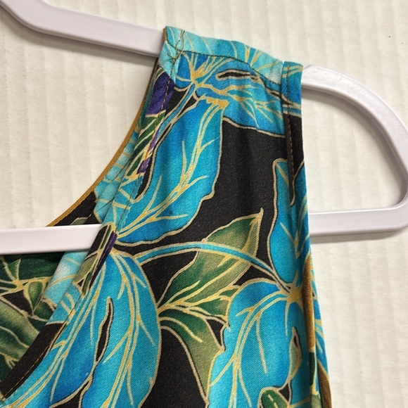 Jane Ashley Tropical Floral Maxi Dress - Blue, Purple, Gold Size Large - Picture 3 of 11